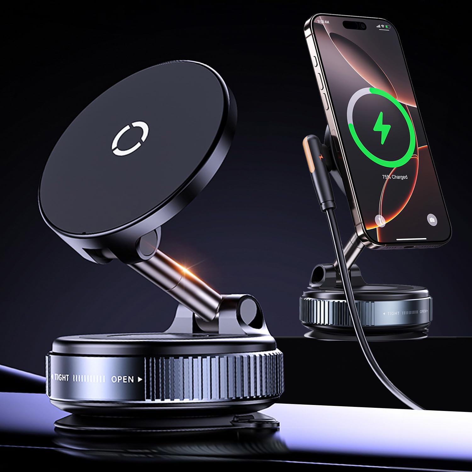 Amazon.co.jp: C520 X68W Vacuum Suction MagSafe充電対応 手動 吸盤